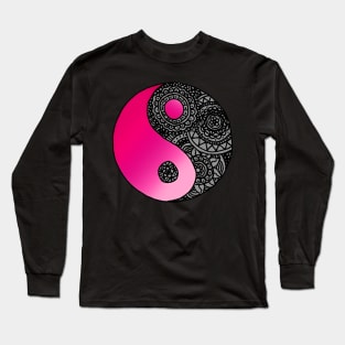 Pink Zen Mandala Yin Yang Long Sleeve T-Shirt